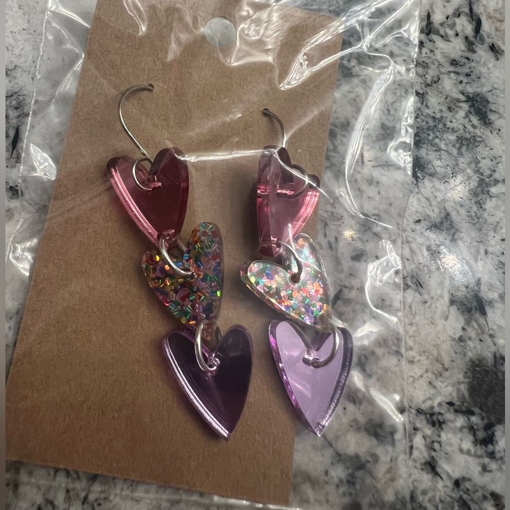 Triple heart earrings